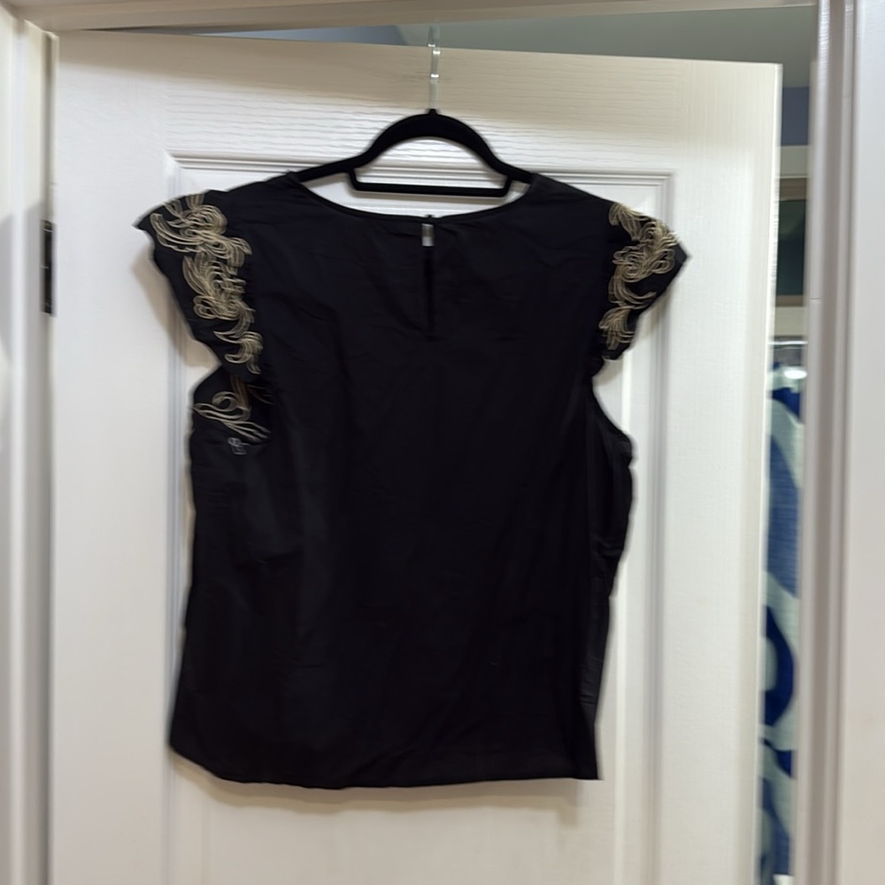 Express Black Top with Beige Embroidery - Picture 3 of 3